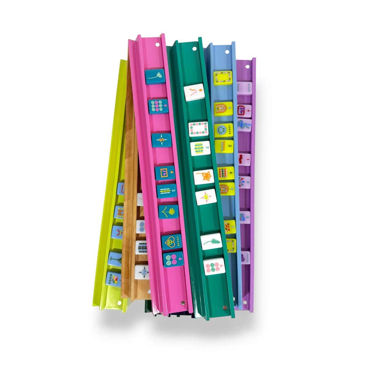 Mahjong Racks & Pushers Set of 4 | Magnetic & Wooden