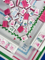 Grandmillennial Mahjong Tile Set with Mat & Shufflers