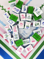 Grandmillennial Mahjong Tile Set with Mat & Shufflers