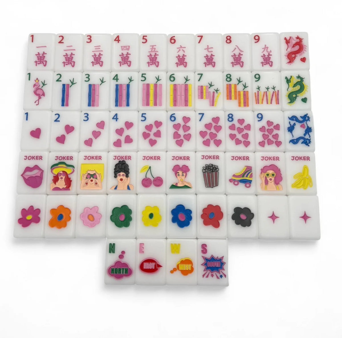 Pop Diva Mahjong Tiles | Retro Pop Art White Mahjong Tile Set